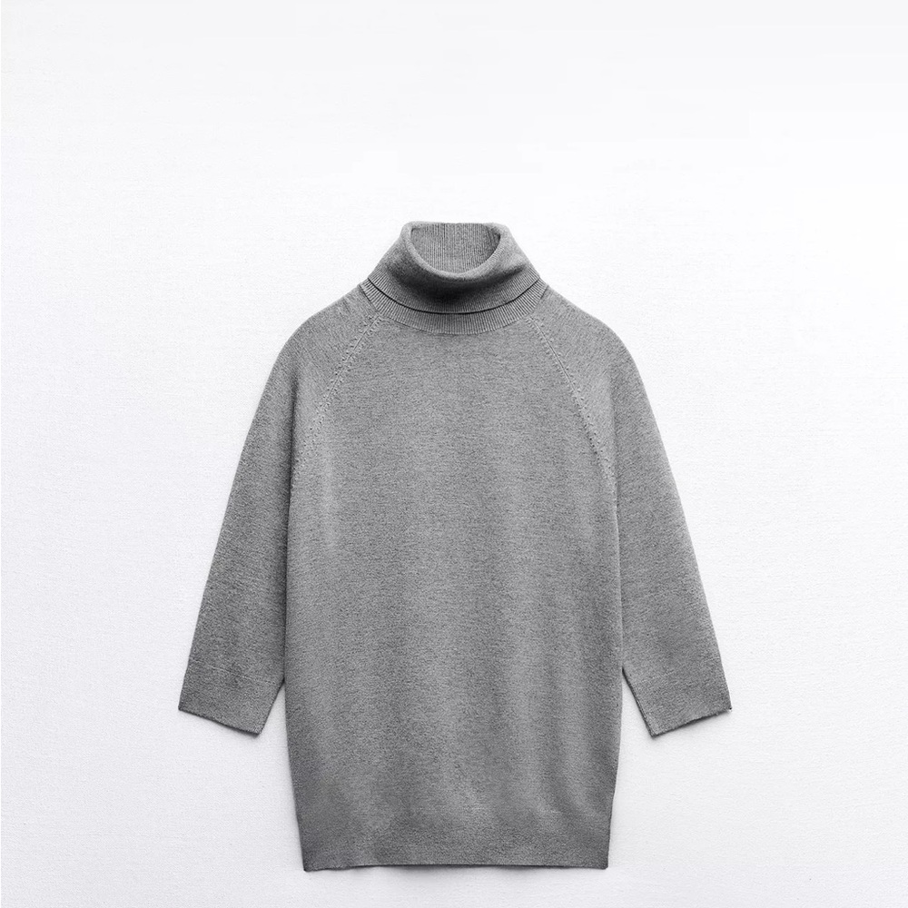 ZARA 3/4 Sleeve Sweater Gray NWT XL